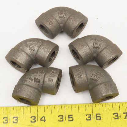 Ward 1/4" Black Malleable Pipe 300 Cl Thick Wall Elbow 90° Lot Of 5