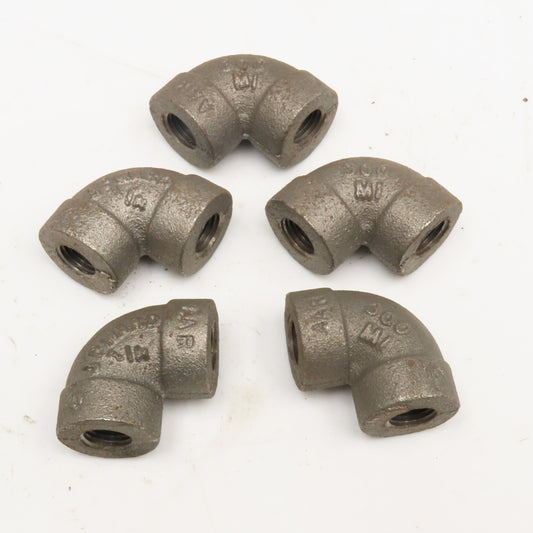 Ward 1/4" Black Malleable Pipe 300 Cl Thick Wall Elbow 90° Lot Of 5