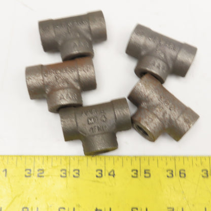 Ward 1/4" NPT Black Malleable Pipe TEE 300 CL Thick Wall Lot Of 5