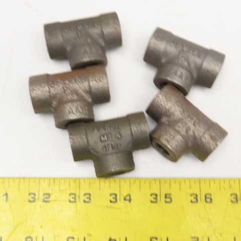 Ward 1/4" NPT Black Malleable Pipe TEE 300 CL Thick Wall Lot Of 5
