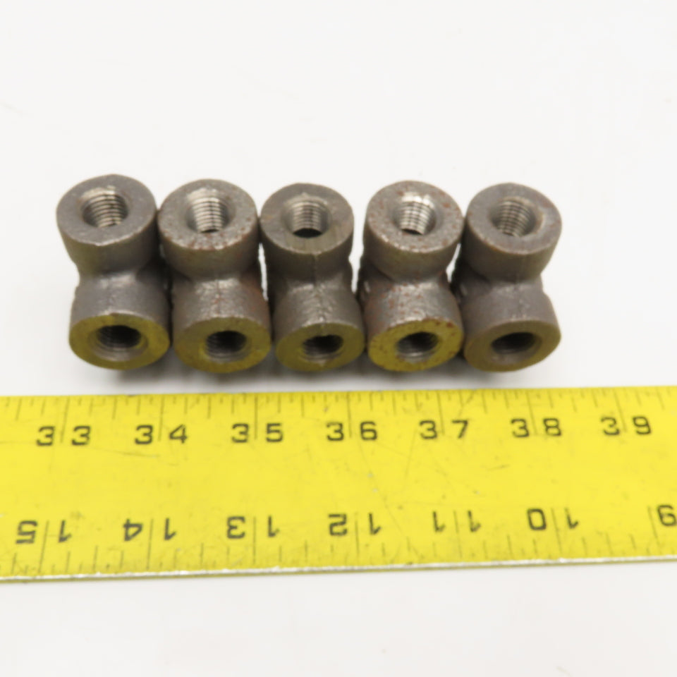 Ward 1/4" NPT Black Malleable Pipe TEE 300 CL Thick Wall Lot Of 5