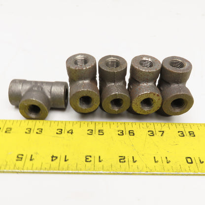 Ward 1/4" NPT Black Malleable Pipe TEE 300 CL Thick Wall Lot Of 5