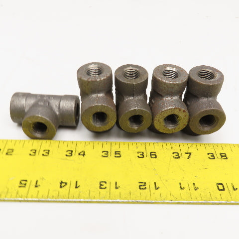 Ward 1/4" NPT Black Malleable Pipe TEE 300 CL Thick Wall Lot Of 5