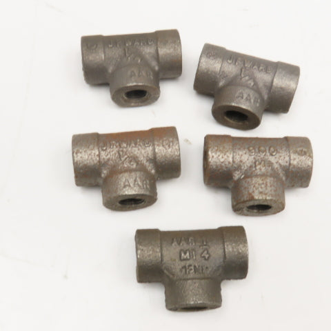 Ward 1/4" NPT Black Malleable Pipe TEE 300 CL Thick Wall Lot Of 5