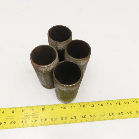 2" NPT Black Pipe Nipple 5" OAL Lot Of 4