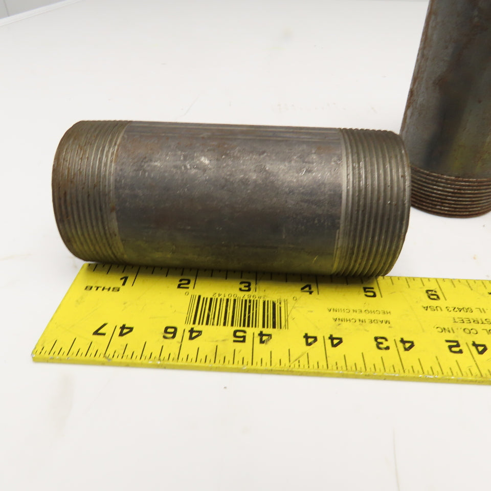2" NPT Black Pipe Nipple 5" OAL Lot Of 4