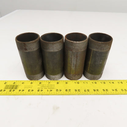 2" NPT Black Pipe Nipple 5" OAL Lot Of 4