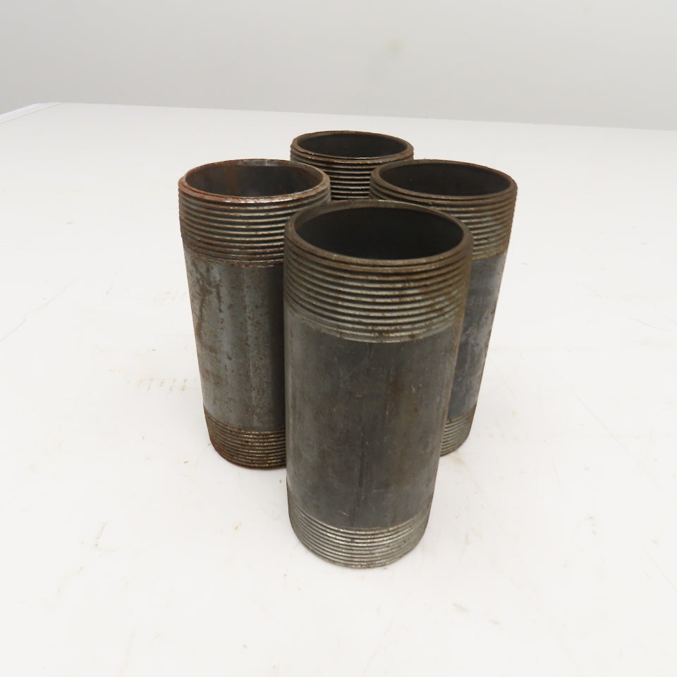 2" NPT Black Pipe Nipple 5" OAL Lot Of 4