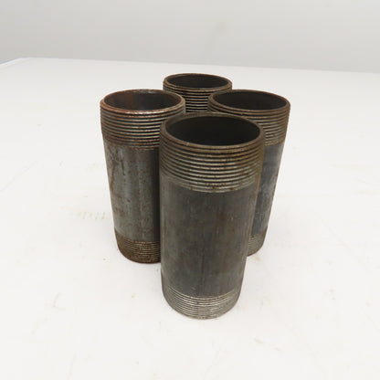 2" NPT Black Pipe Nipple 5" OAL Lot Of 4
