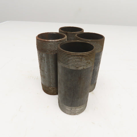 2" NPT Black Pipe Nipple 5" OAL Lot Of 4