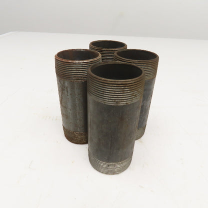 2" NPT Black Pipe Nipple 5" OAL Lot Of 4