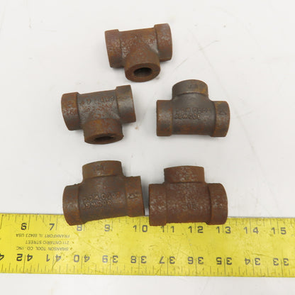 1/2" Black Malleable Iron Pipe TEE 300CL Thick Wall Lot Of 5