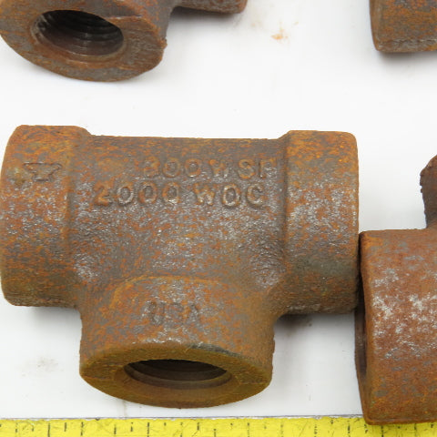 1/2" Black Malleable Iron Pipe TEE 300CL Thick Wall Lot Of 5