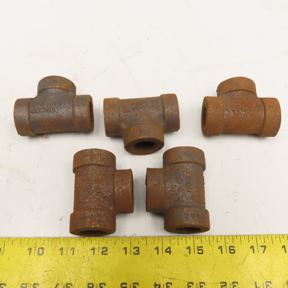 1/2" Black Malleable Iron Pipe TEE 300CL Thick Wall Lot Of 5