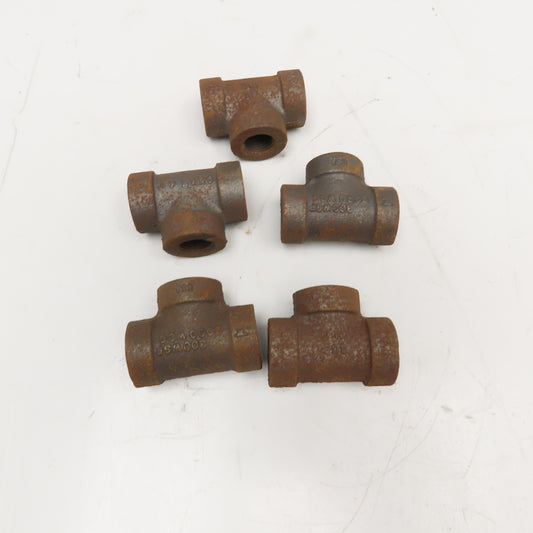 1/2" Black Malleable Iron Pipe TEE 300CL Thick Wall Lot Of 5