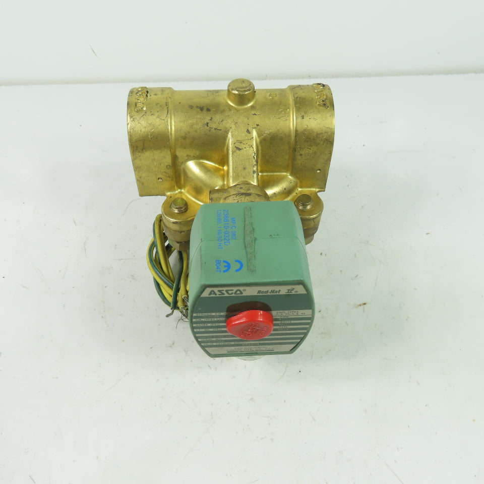 Asco 8222G4 Red Hat II 2-Way Steam Solenoid Brass Valve 1" NPT 120V 5-125PSI