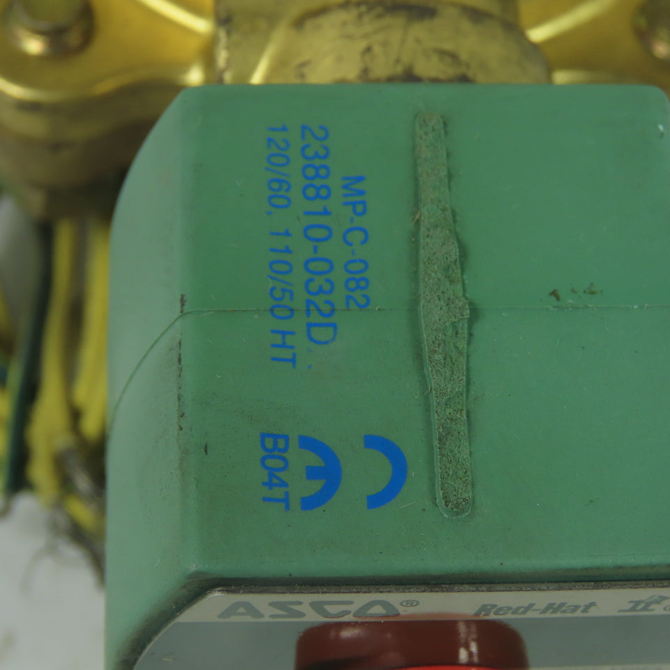 Asco 8222G4 Red Hat II 2-Way Steam Solenoid Brass Valve 1" NPT 120V 5-125PSI