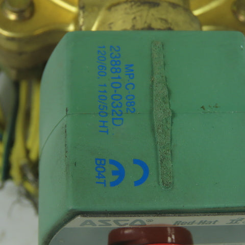 Asco 8222G4 Red Hat II 2-Way Steam Solenoid Brass Valve 1" NPT 120V 5-125PSI