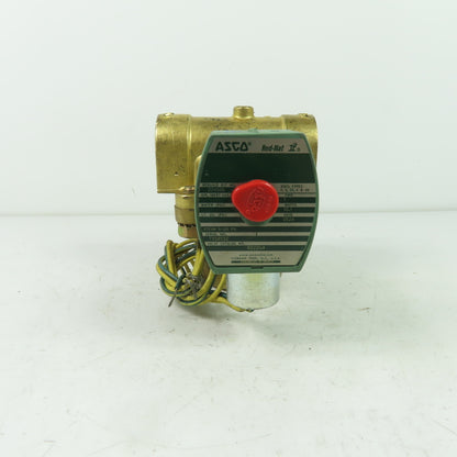 Asco 8222G4 Red Hat II 2-Way Steam Solenoid Brass Valve 1" NPT 120V 5-125PSI