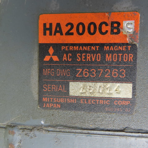 Mitsubishi HA200CB Permanent Magnet AC Servo Motor 35mm Shaft