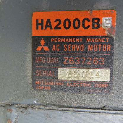 Mitsubishi HA200CB Permanent Magnet AC Servo Motor 35mm Shaft