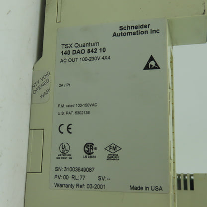 Schneider Automation 140 DAO 842 10 TSX Quantum AC Output Module 100-230V Lot/2