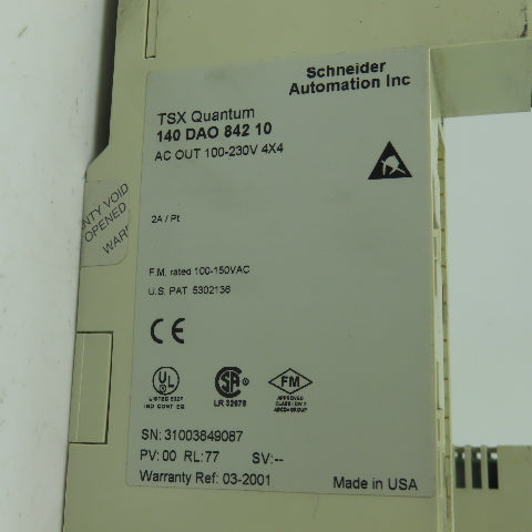 Schneider Automation 140 DAO 842 10 TSX Quantum AC Output Module 100-230V Lot/2