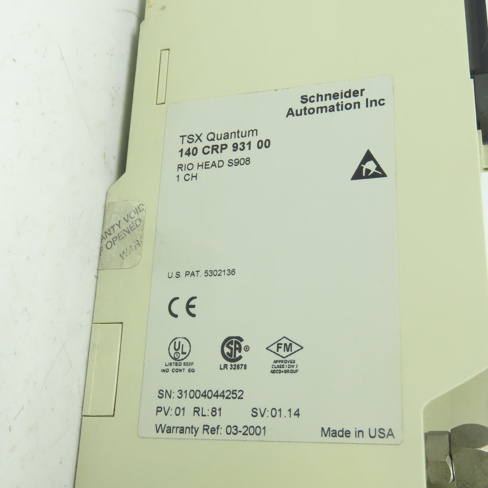 Schneider Automation 140 CRP 931 00 TSX Quantum rio Head S908 Module 1 CH