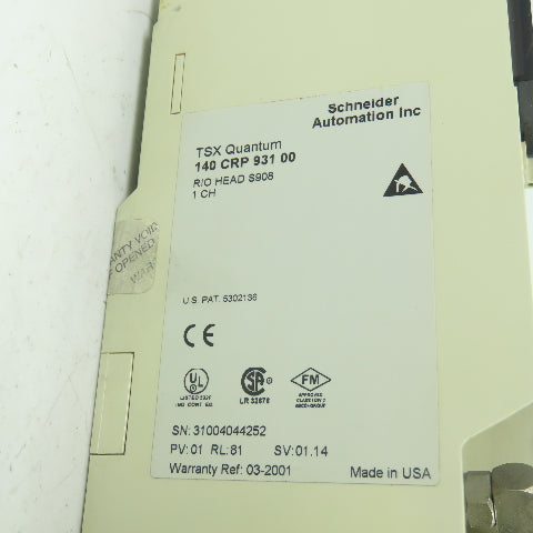 Schneider Automation 140 CRP 931 00 TSX Quantum rio Head S908 Module 1 CH