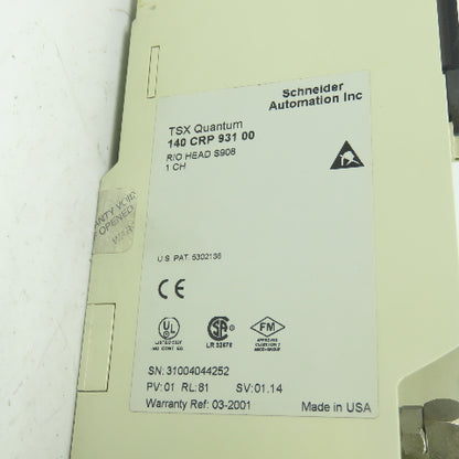 Schneider Automation 140 CRP 931 00 TSX Quantum rio Head S908 Module 1 CH