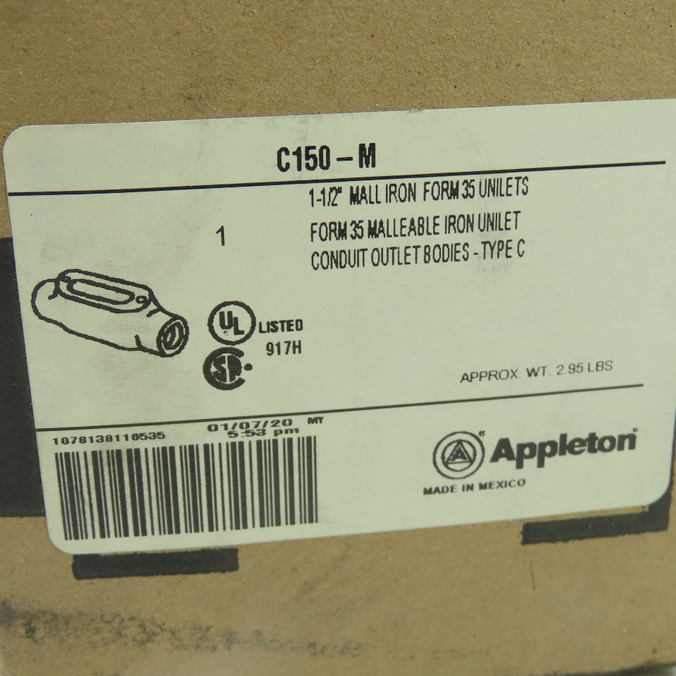 Appleton C150-M 1-1/2" Mall Iron Form 35 Unilets Conduit Outlet Body NEW