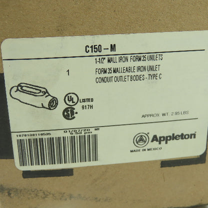 Appleton C150-M 1-1/2" Mall Iron Form 35 Unilets Conduit Outlet Body NEW
