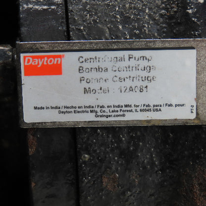 Dayton 12A081 10HP Straight Center Centrifugal Pump 230/460V 3PH 82' Head 2-1/2"