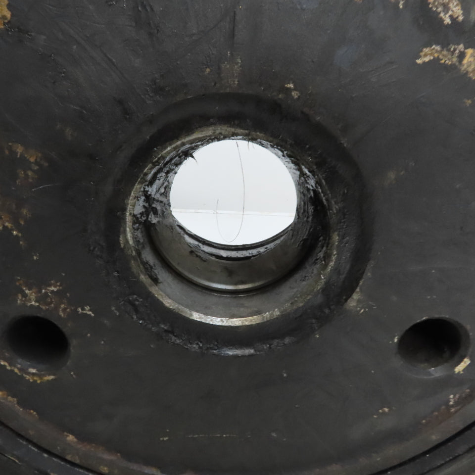 16x6x10-1/2" Hard Rubber Forklift Tire Smooth Tread Spindle Bearing Center Rim
