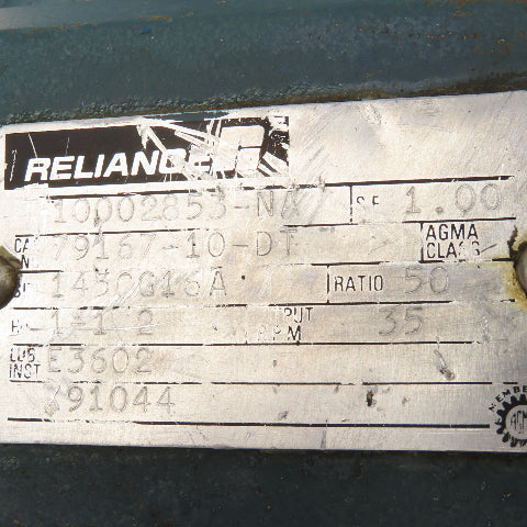 Reliance 79167-10-DT 50:1 Ratio 145CG16A Right Angle Gear Reducer