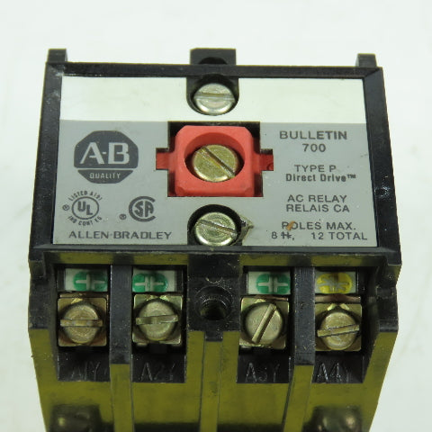 Allen Bradley 700-P400A1 Convertible Contact AC Control Relay 120V Coil