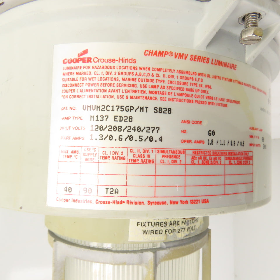 Cooper Crouse Hinds VMVM2C175GP/MT Champ Haz Location Luminaire 175W 120-277V