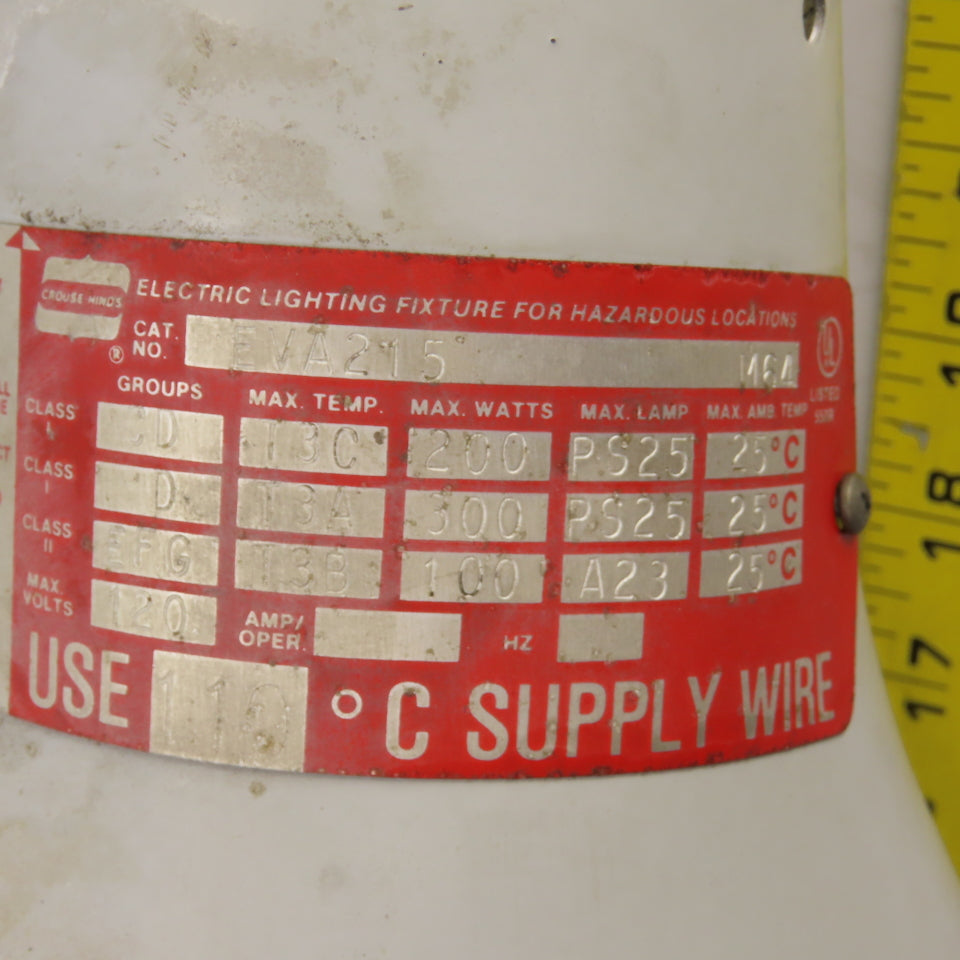 Crouse Hinds EVA215 Champ Hazardous Location Luminaire 300W 120V Max