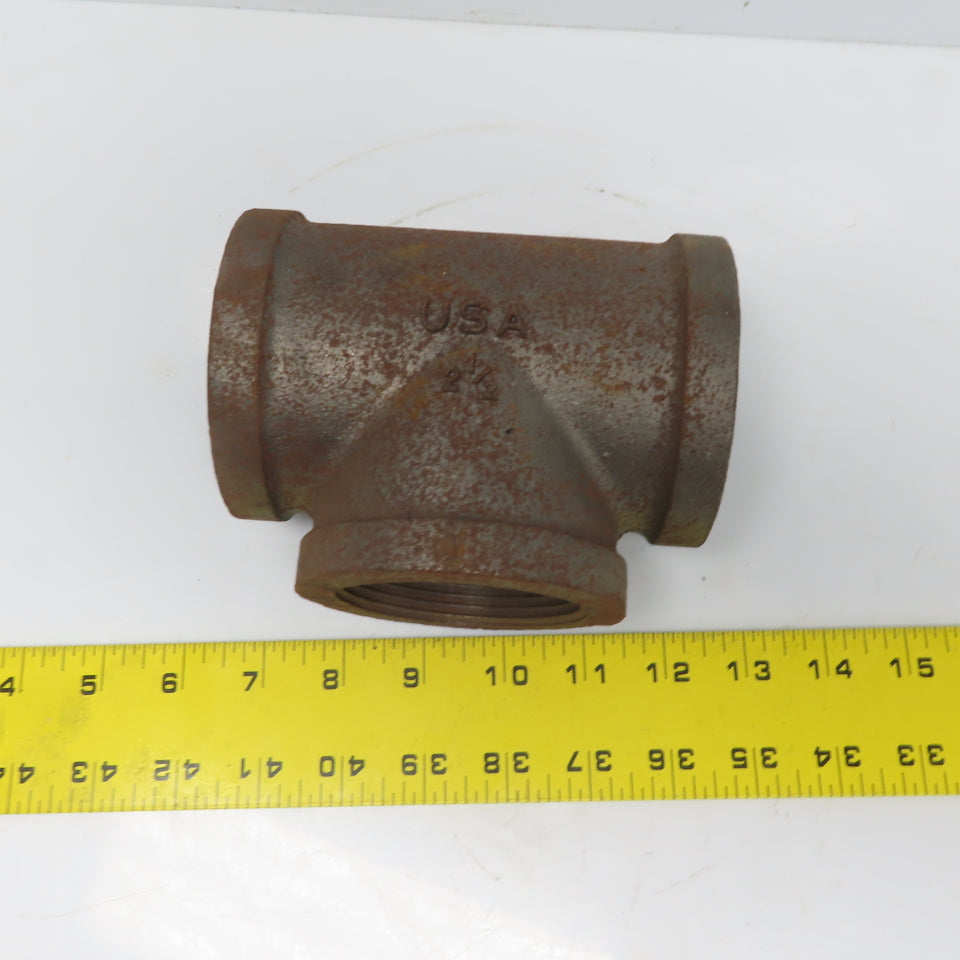 Ward 2-1/2 x 2-1/2 x 2-1/2" NPT Malleable Black Iron Tee Made in USA