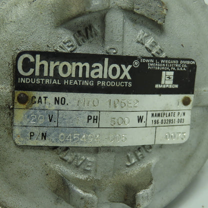 Chromalox MTO 105E2 Screw Plug Immersion Heater 120V 1Ph