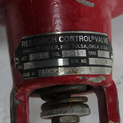 Badger Meter 1002GCNHCDV0PBLNHC Flanged Precision Control Valve Atop Sig. 3-15