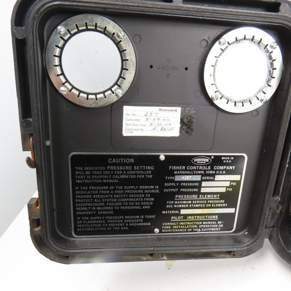 Fisher Controls 4157 Pressure Switch Control Panel 20PSI Supply 3-15PSI Output