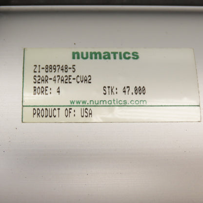 Numatics S2AR-47A2E-CVA2 Double Acting Air Cylinder 4" Bore 47" Stroke 1" Rod