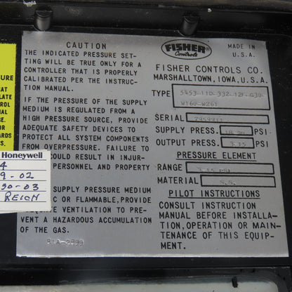 Fisher Controls 5453-11D-332-12F-G30-W160-W261 Differential Pressure Transmitter