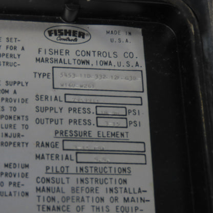 Fisher Controls 5453-11D-332-12F-G30-W160-W261 Differential Pressure Transmitter