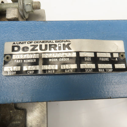 DeZurik 9324976 6" Gate Valve Solenoid Operated Actuator 150CWP 120V 50/60Hz
