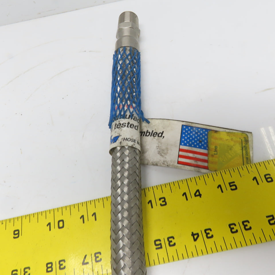 Hose Master 18" Flexible 304 Braided Stainless Steel 1/2" Hose Assembly 1/2" NPT
