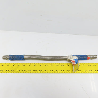 Hose Master 18" Flexible 304 Braided Stainless Steel 1/2" Hose Assembly 1/2" NPT