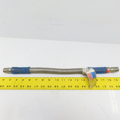 Hose Master 18" Flexible 304 Braided Stainless Steel 1/2" Hose Assembly 1/2" NPT
