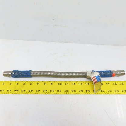 Hose Master 18" Flexible 304 Braided Stainless Steel 1/2" Hose Assembly 1/2" NPT